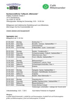 Speiseplan Juni