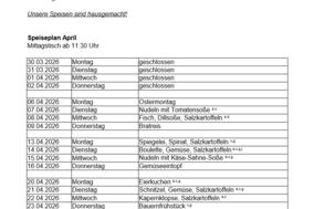 Speiseplan April in Worte