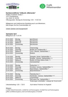 Speiseplan April in Worte