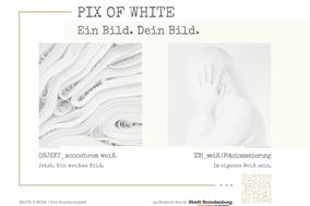 zwei weiße Bilder Papier und eine Person